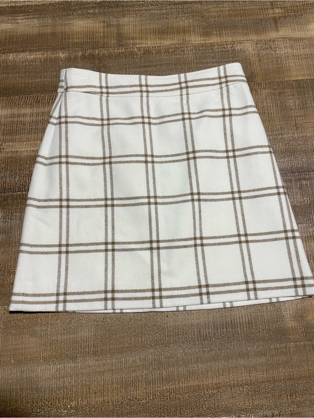 J. Crew White and Tan Plaid Mini Skirt NEW